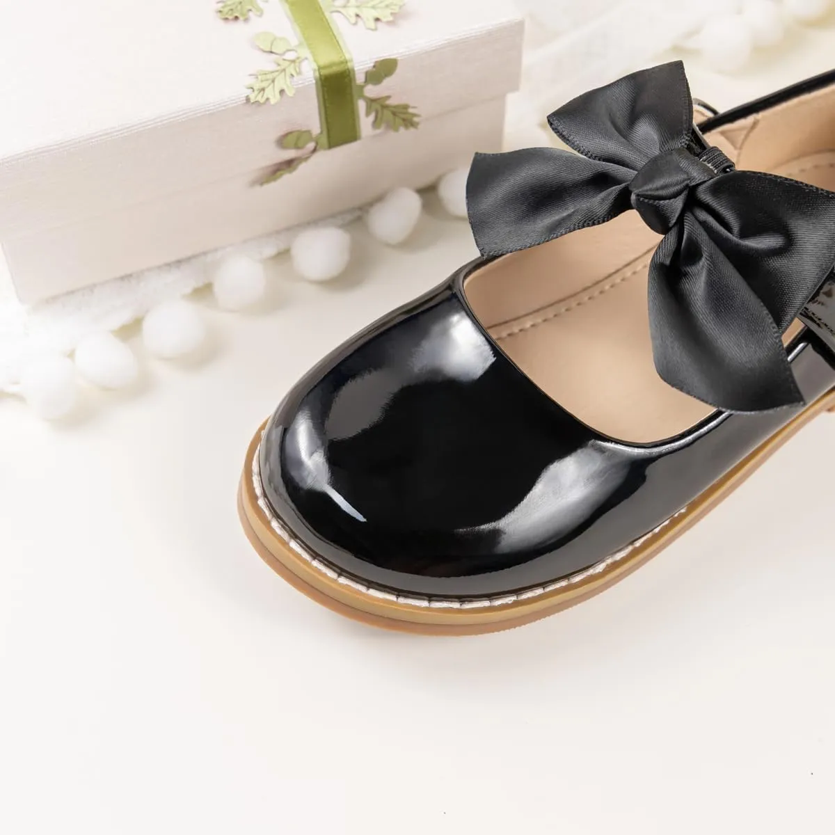 Toddler Girl Dress Shoes Bow Knot Mary Jane Flat Shoes Little Girl Wedding Party School Church Shoes