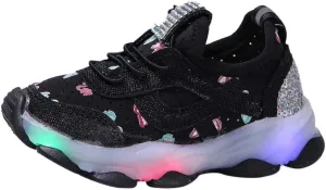Toddler Girl Light Up Sneakers with Laces Kids Outdoor Tennis Running Sport Shoes Led Cozy Breathable Non Slip Shoes