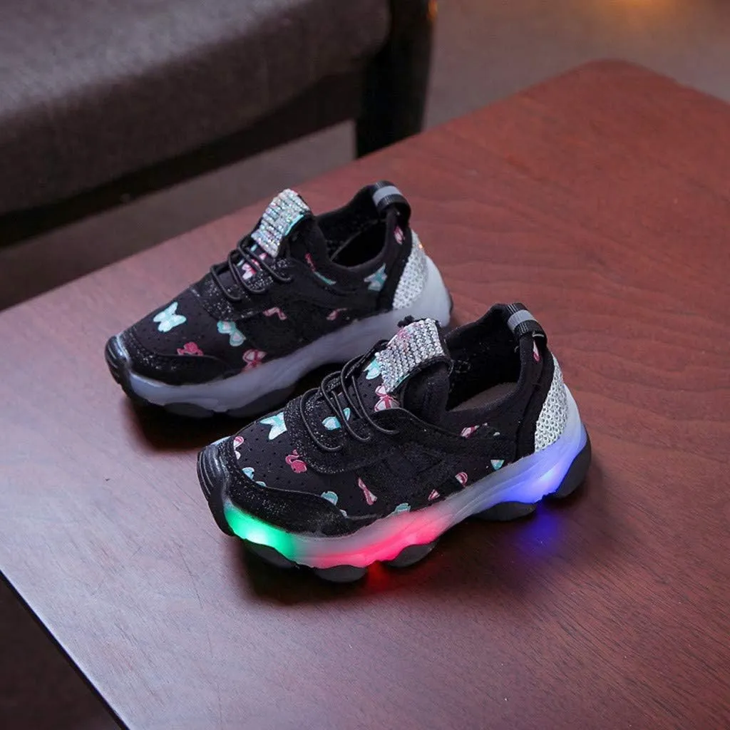 Toddler Girl Light Up Sneakers with Laces Kids Outdoor Tennis Running Sport Shoes Led Cozy Breathable Non Slip Shoes