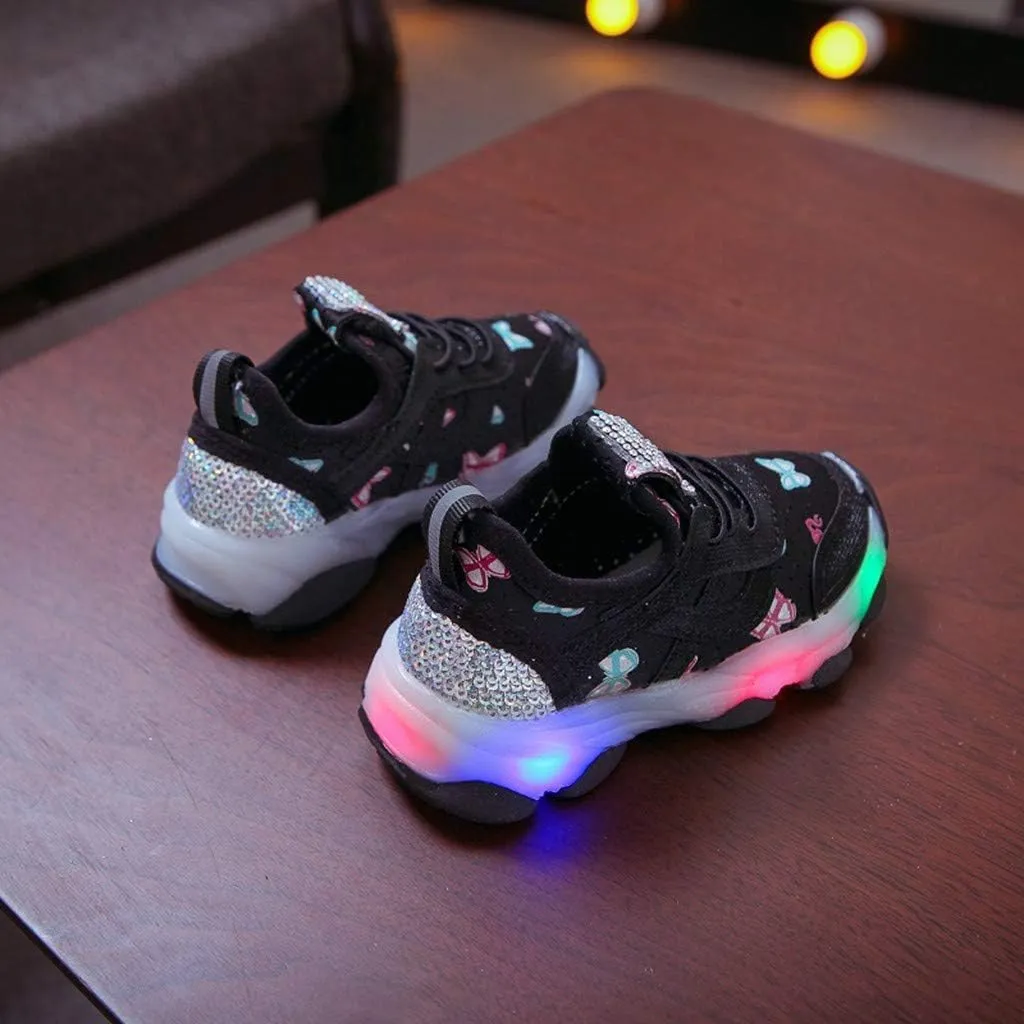 Toddler Girl Light Up Sneakers with Laces Kids Outdoor Tennis Running Sport Shoes Led Cozy Breathable Non Slip Shoes
