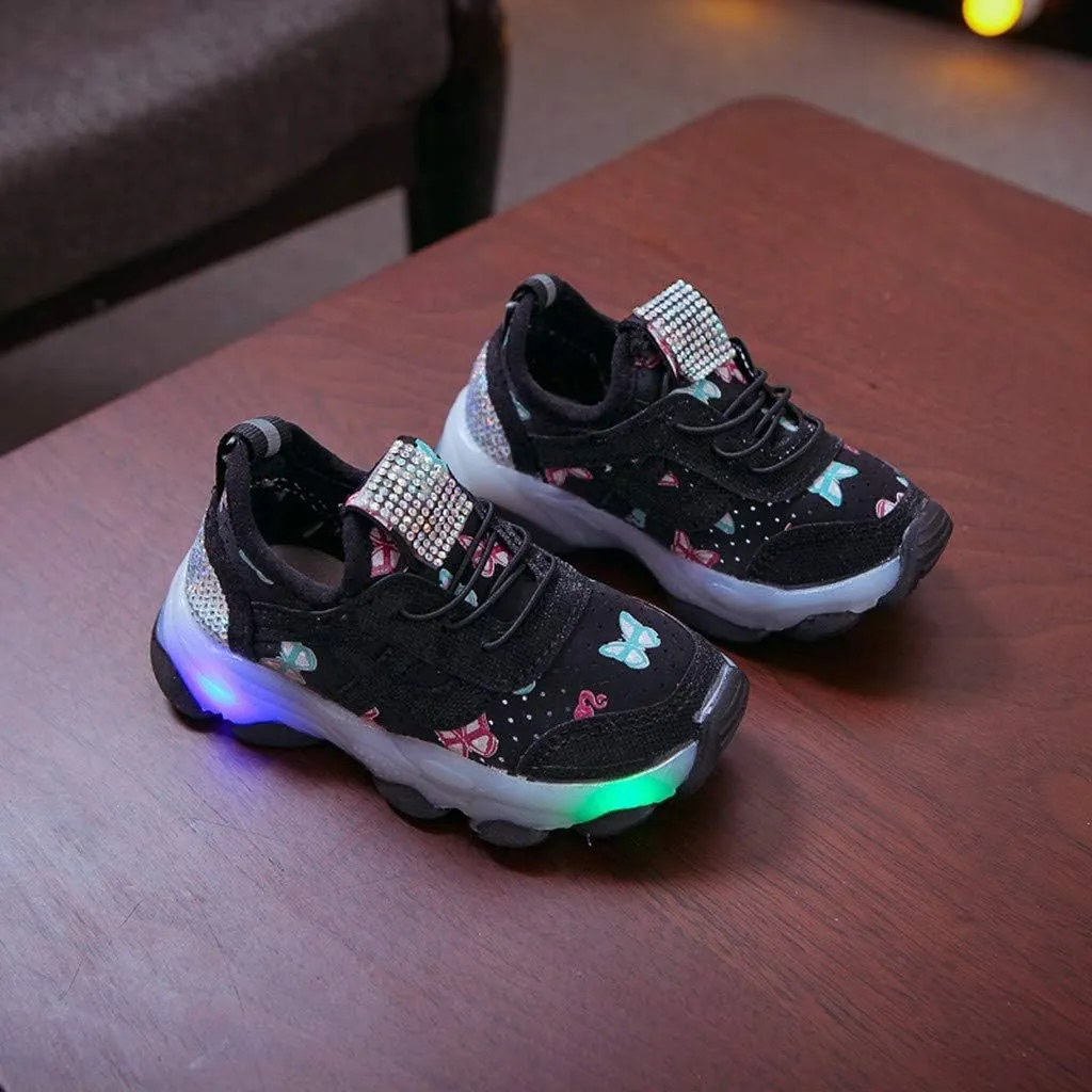 Toddler Girl Light Up Sneakers with Laces Kids Outdoor Tennis Running Sport Shoes Led Cozy Breathable Non Slip Shoes