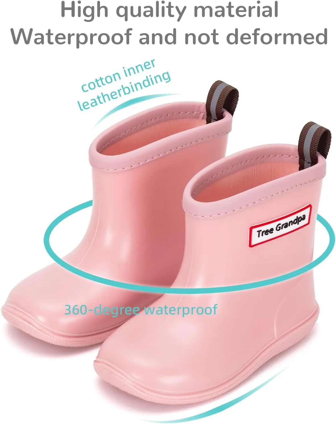 Toddler Kids Rain Boots for Boys Girls Easy-on Lightweight Waterproof Rainboots Baby