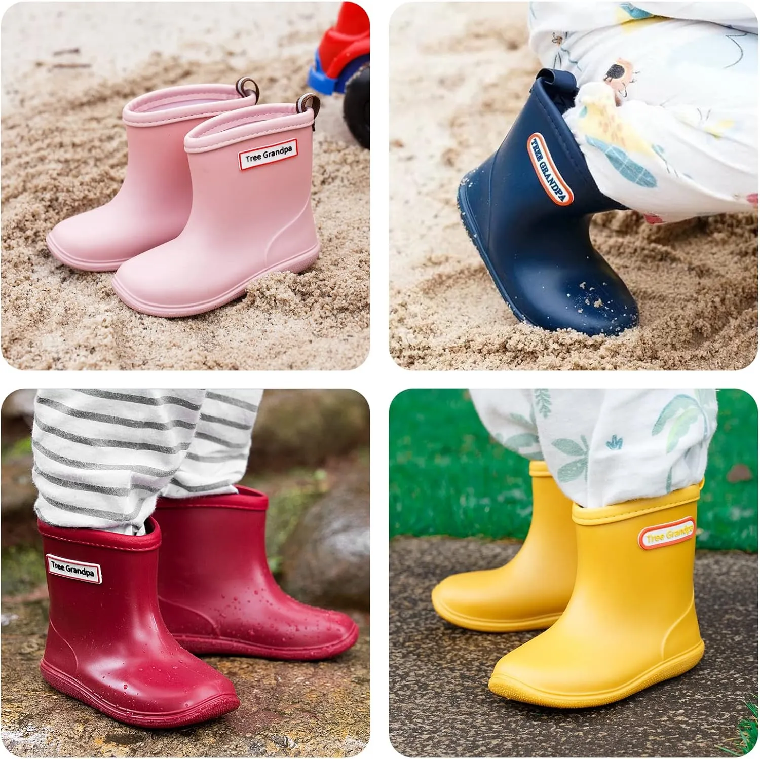 Toddler Kids Rain Boots for Boys Girls Easy-on Lightweight Waterproof Rainboots Baby