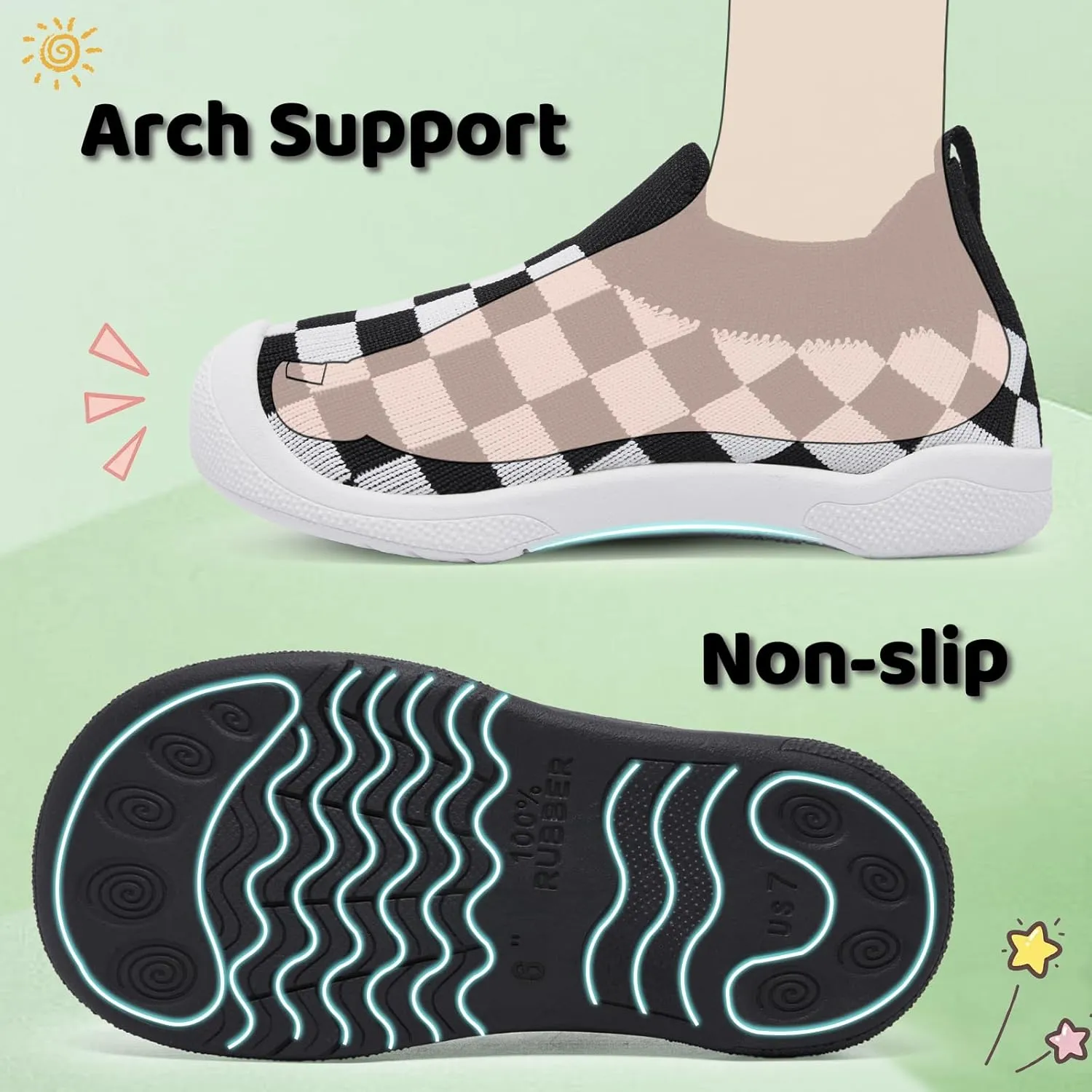 Toddler Shoes Boys Girls | with Arch Support | Slip-on| Barefoot | Breathable & Non-Slip Tennis Shoes