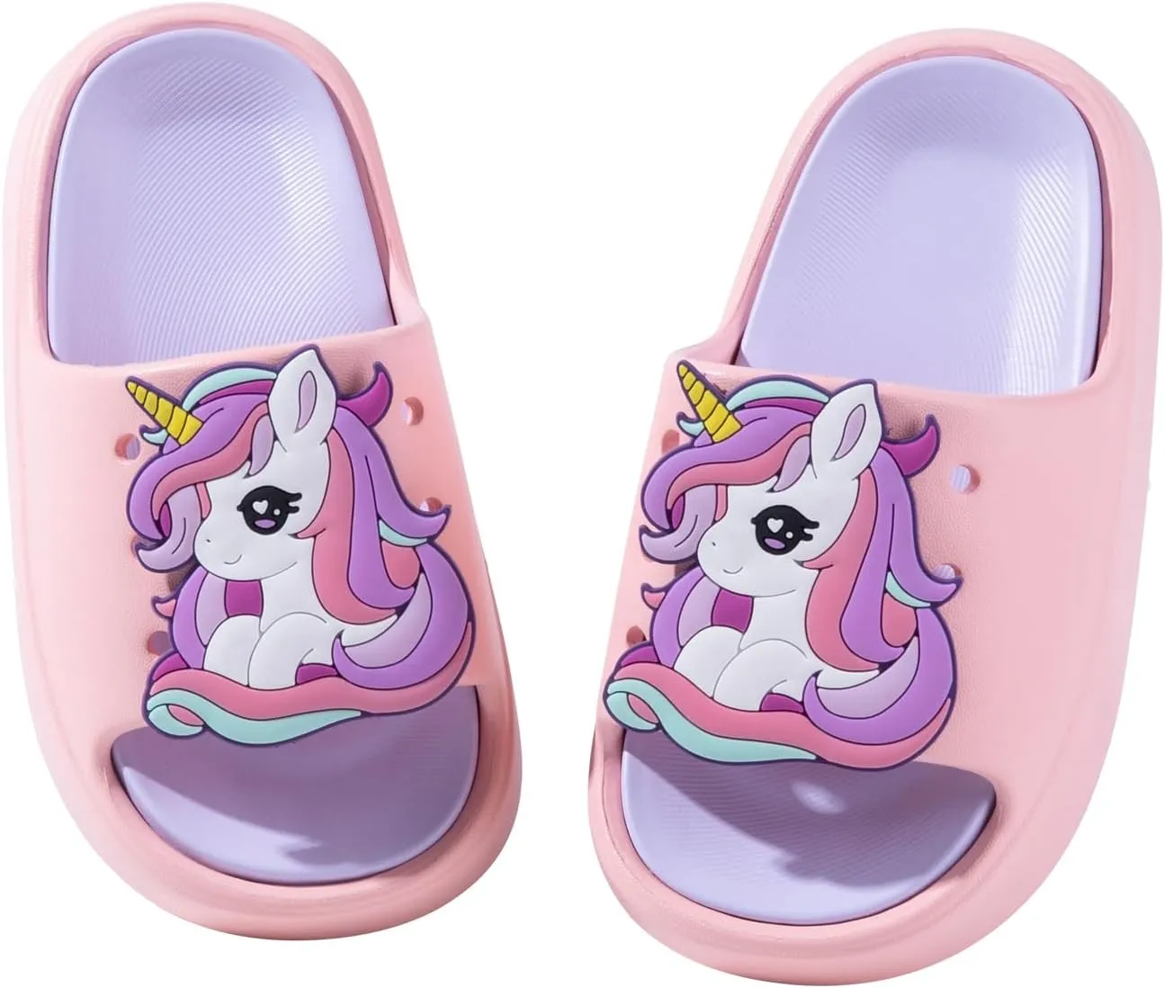 Toddlers Boys & Girls Slides Two-Tone Animals EVA Slip-On Kids Platform Slippers for Indoor Outdoor