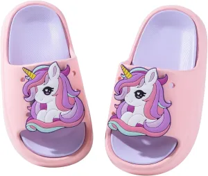 Toddlers Boys & Girls Slides Two-Tone Animals EVA Slip-On Kids Platform Slippers for Indoor Outdoor