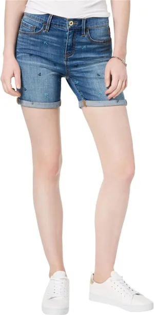 Tommy Hilfiger Womens Anchor Casual Denim Shorts, Blue, 6