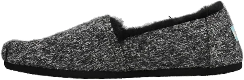 TOMS Womens Alpargata Cozy Belmont Slip On Flats Casual - Black