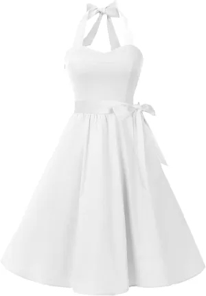 Topdress Women'sVintage Polka Audrey Dress 1950s Halter Retro Cocktail Dress