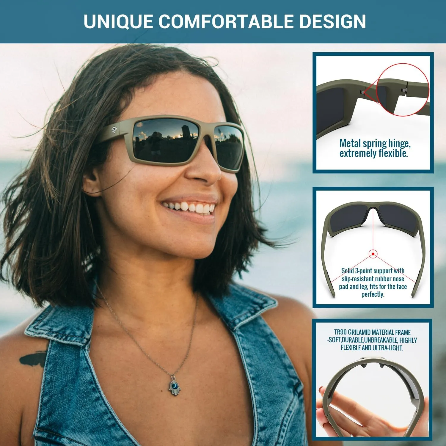 TOREGE Sports Polarized Sunglasses for Men Women Flexible Frame Cycling Running Driving Fishing Mountaineering TR24
