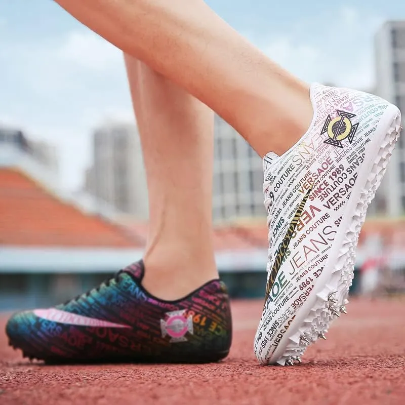 Track Shoes Spikes Mens Womens Mesh Breathable Athletics Sprint Racing Running Nail Sneaker Track and Field Shoes Boys Girls