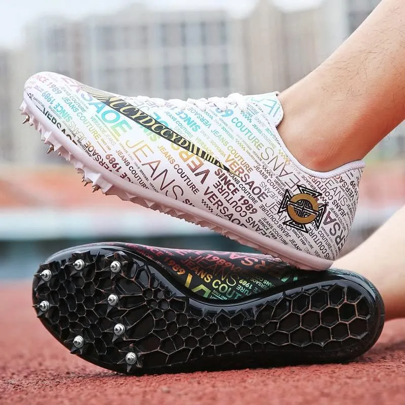 Track Shoes Spikes Mens Womens Mesh Breathable Athletics Sprint Racing Running Nail Sneaker Track and Field Shoes Boys Girls