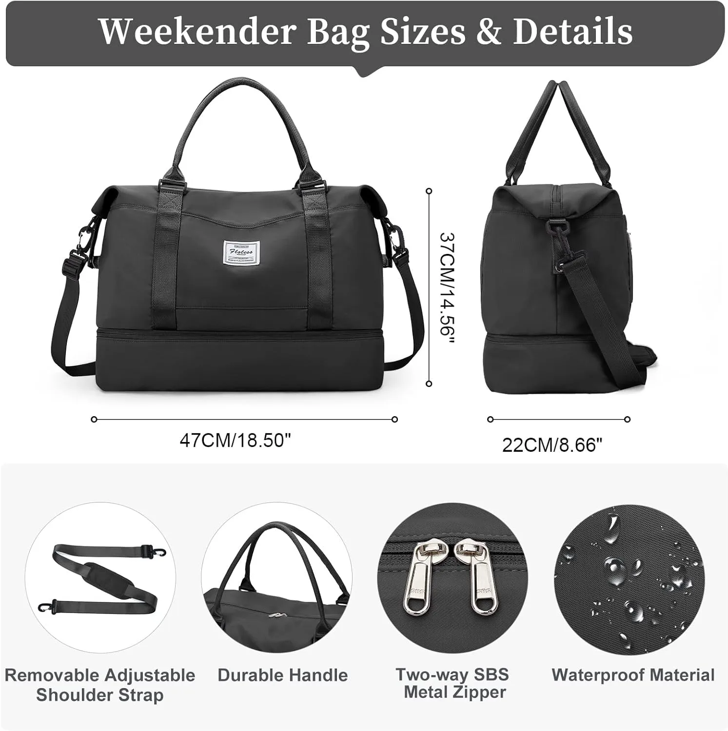 Travel Duffel Bag with Shoes Compartment, Overnight Weekender Bags for Women,Carry on Personal Item Bag