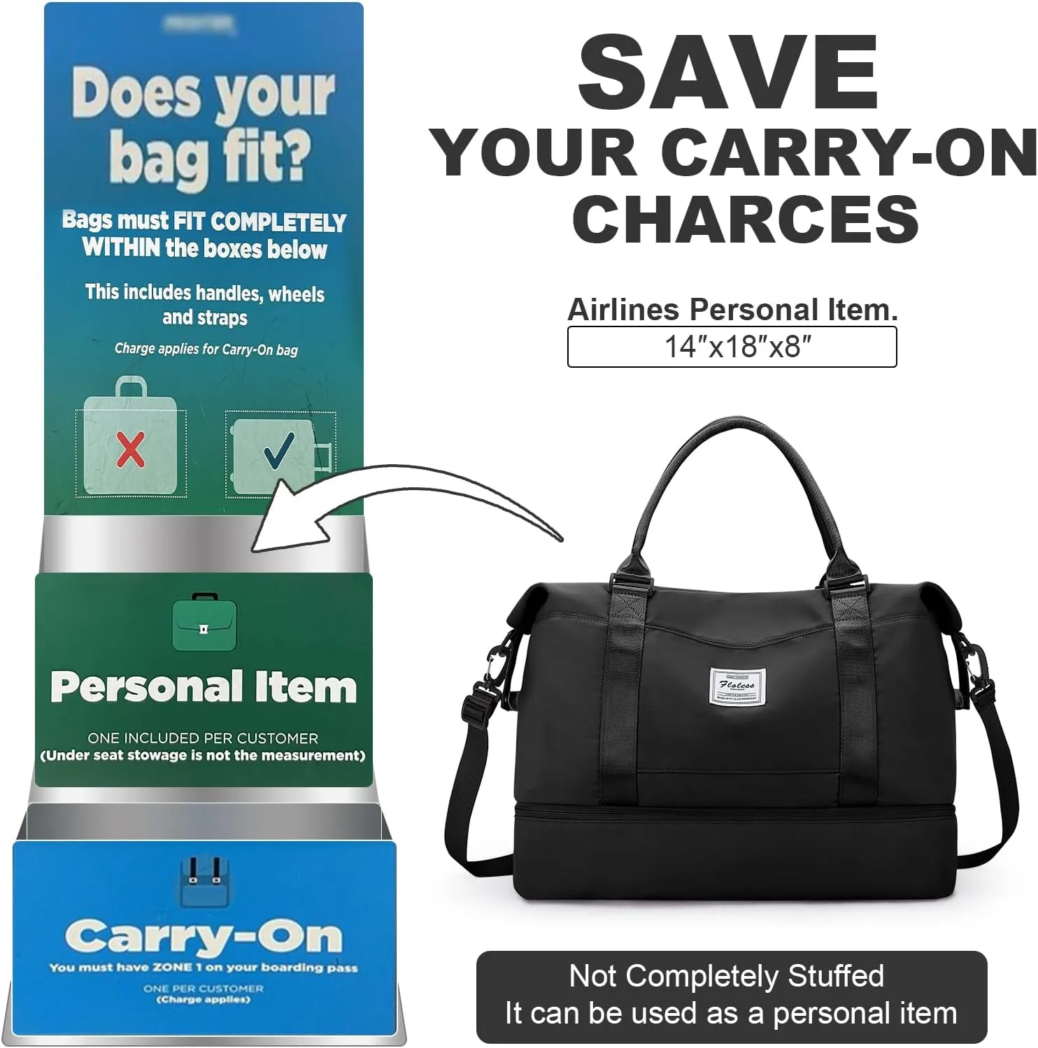Travel Duffel Bag with Shoes Compartment, Overnight Weekender Bags for Women,Carry on Personal Item Bag