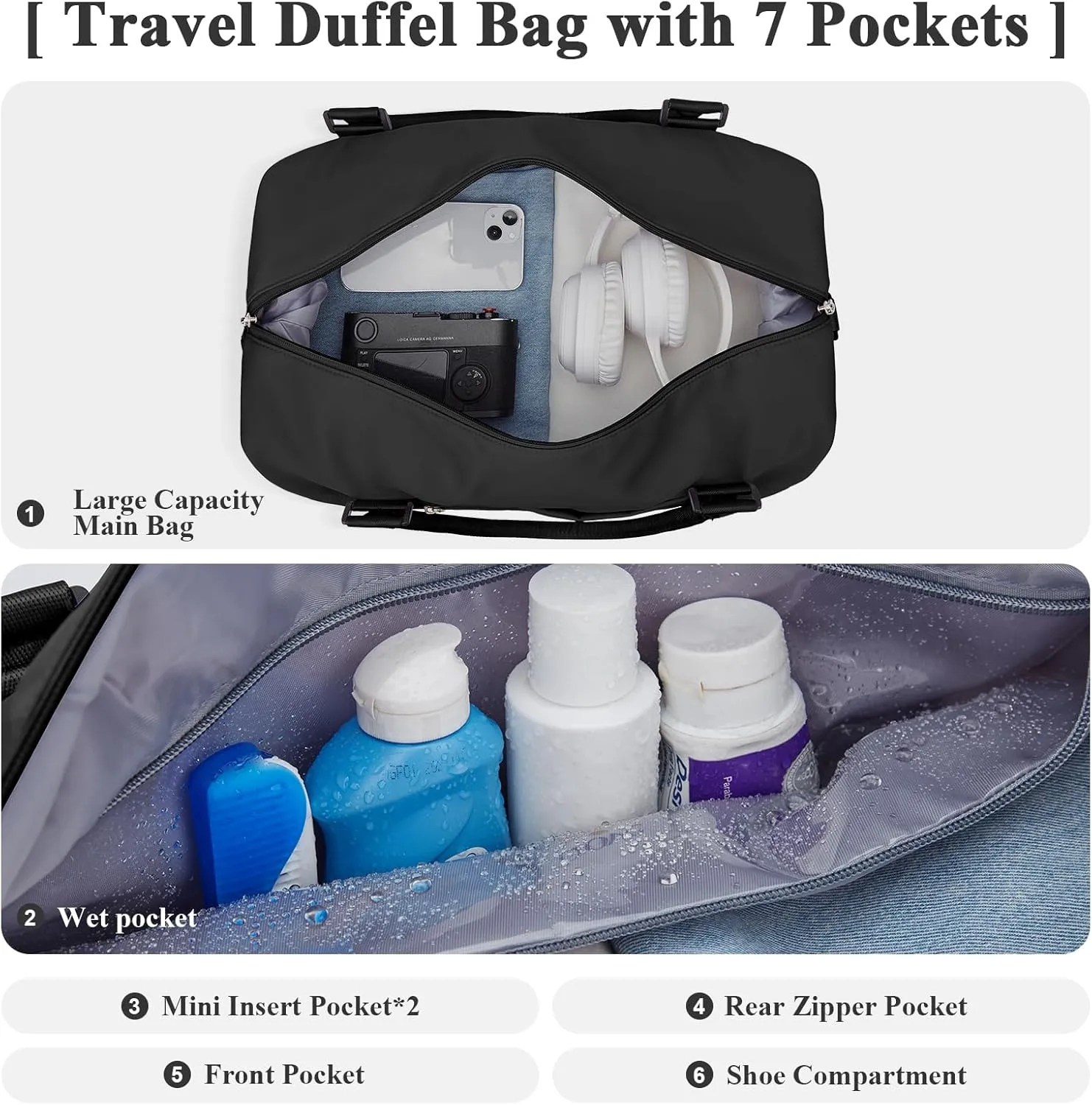 Travel Duffel Bag with Shoes Compartment, Overnight Weekender Bags for Women,Carry on Personal Item Bag