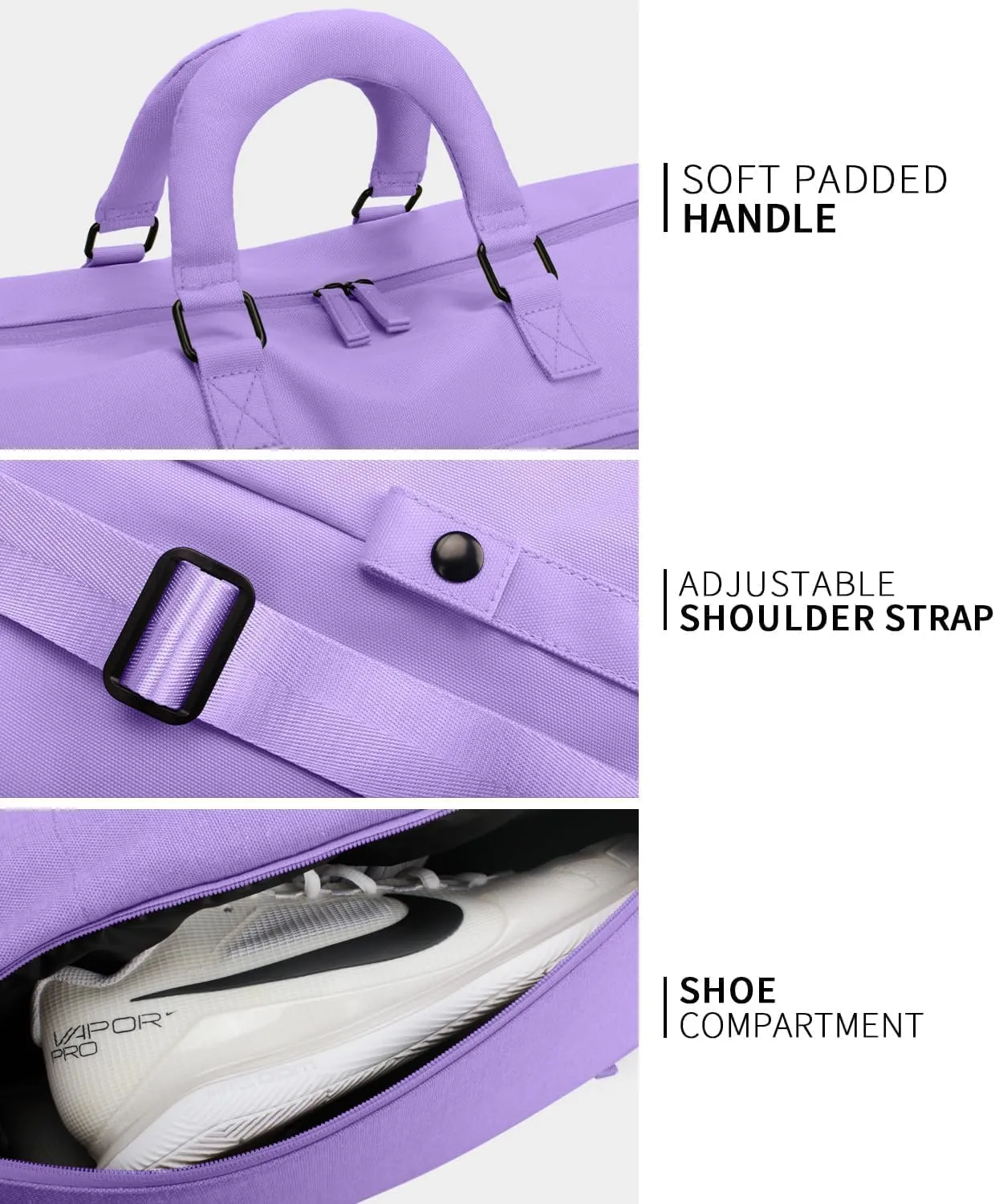 Travel Duffle Bag Carry On Weekender Bags for women, Duffel bag Small Gym Bag for Women men with Shoe Compartment