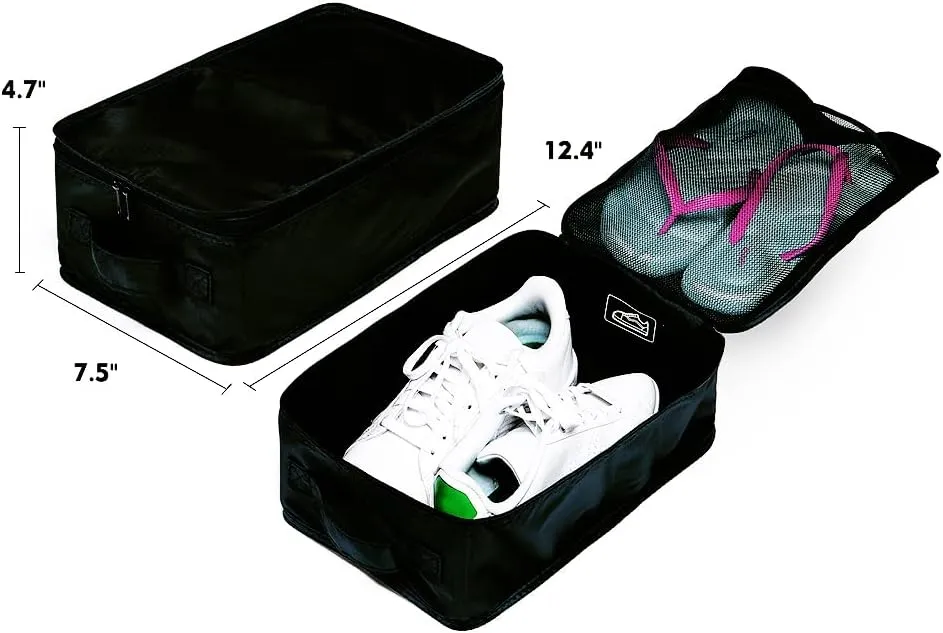 Travel Shoe Bags, Foldable Waterproof Shoe Pouches Organizer-Double Layer (4 Black Shoe Bags)