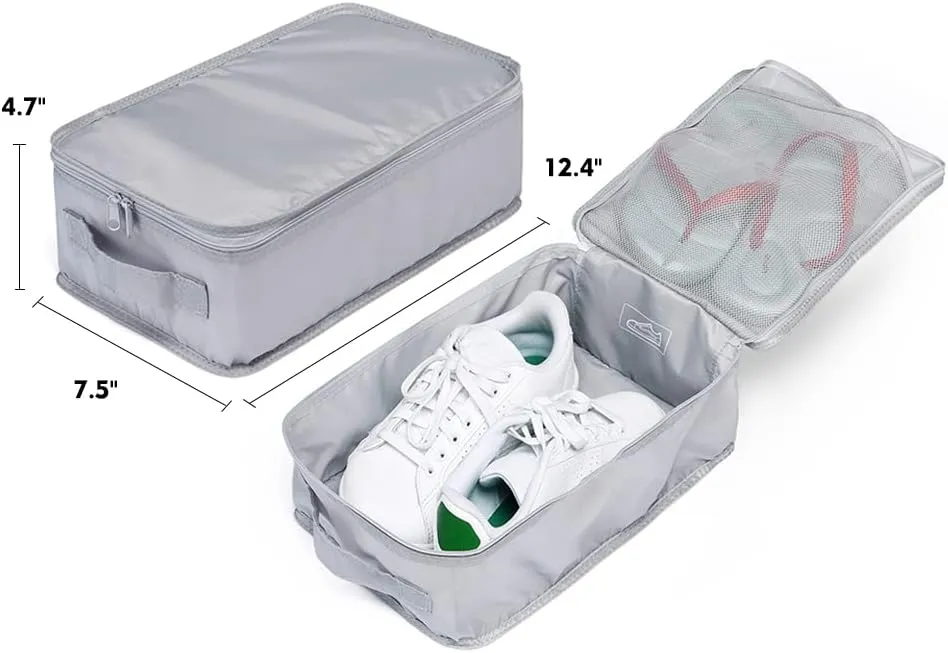 Travel Shoe Bags, Foldable Waterproof Shoe Pouches Organizer-Double Layer (4 Grey Shoe Bag)