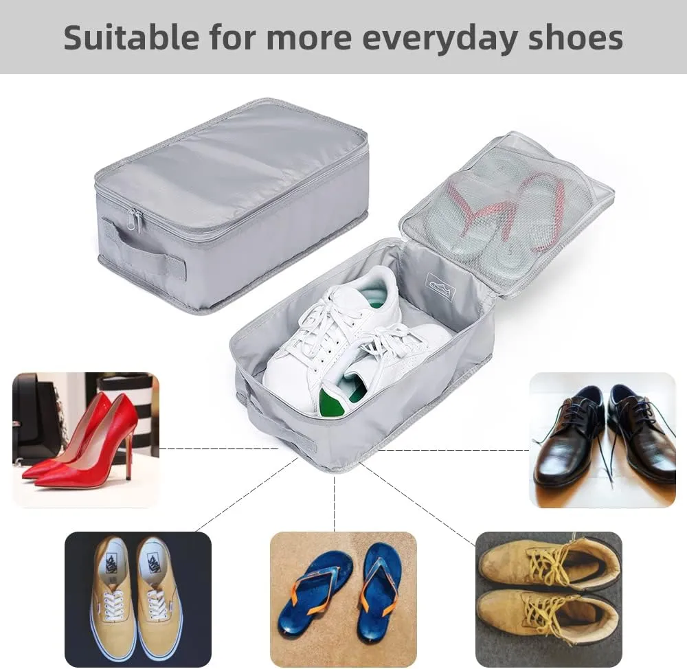 Travel Shoe Bags, Foldable Waterproof Shoe Pouches Organizer-Double Layer (4 Grey Shoe Bag)