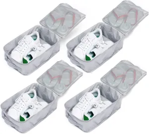 Travel Shoe Bags, Foldable Waterproof Shoe Pouches Organizer-Double Layer (4 Grey Shoe Bag)