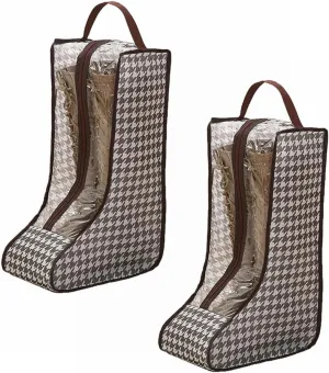 Travel Shoe Bags Tall/Short Boots Storage Bags Dust-proof Shoe Storage Organizer Shoe Pouch with Zipper for Travel and Daily (2 pack tall grid)