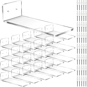 Treela 20 Pack Floating Shoe Shelves for Wall Acrylic Floating Sneaker Shelves Display Shoe Wall Shelf Easy to Install Collections Includes Cross Screws Expansion Tubes(Large,Clear)