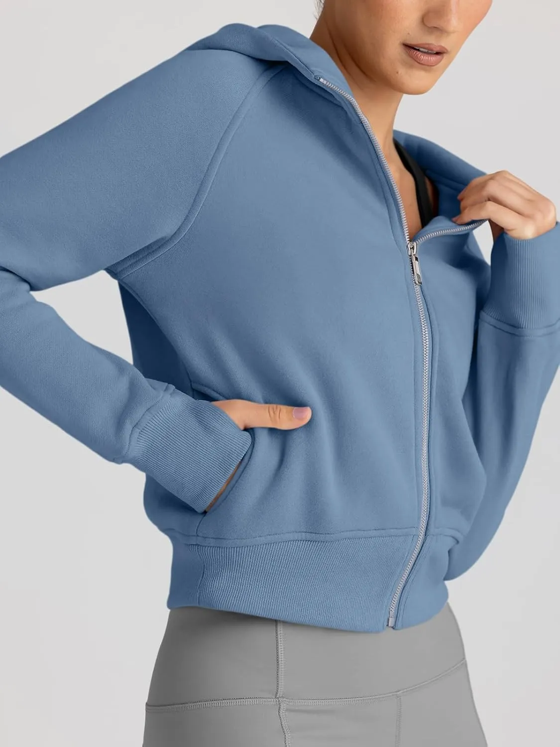 Trendy Queen Womens Zip Up Hoodies Jackets Cropped Sweatshirts Fleece Fall Outfits Casual Comfy Y2k Tops Winter Clothes 2025