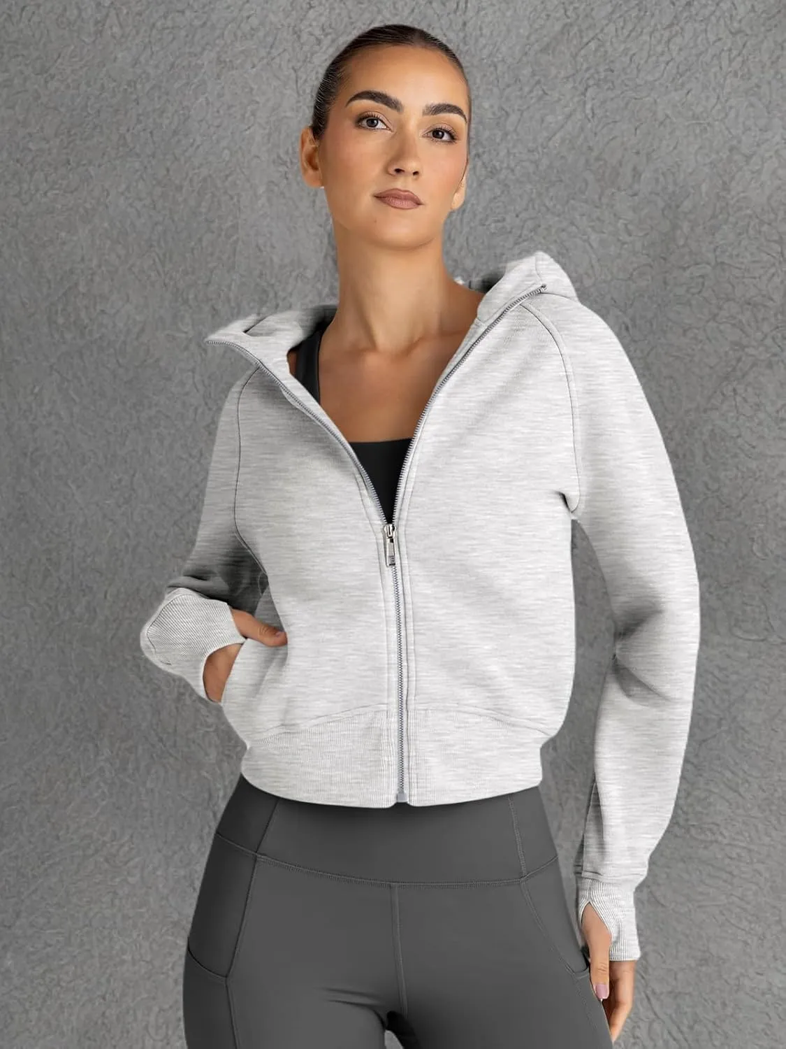 Trendy Queen Womens Zip Up Hoodies Jackets Cropped Sweatshirts Fleece Fall Outfits Casual Comfy Y2k Tops Winter Clothes 2025