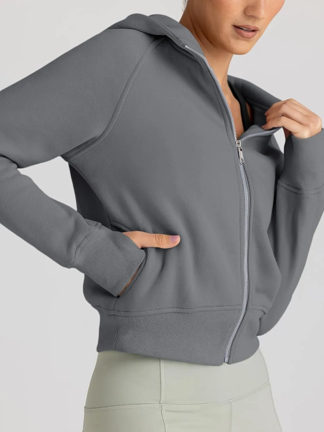 Trendy Queen Womens Zip Up Hoodies Jackets Cropped Sweatshirts Fleece Fall Outfits Casual Comfy Y2k Tops Winter Clothes 2025