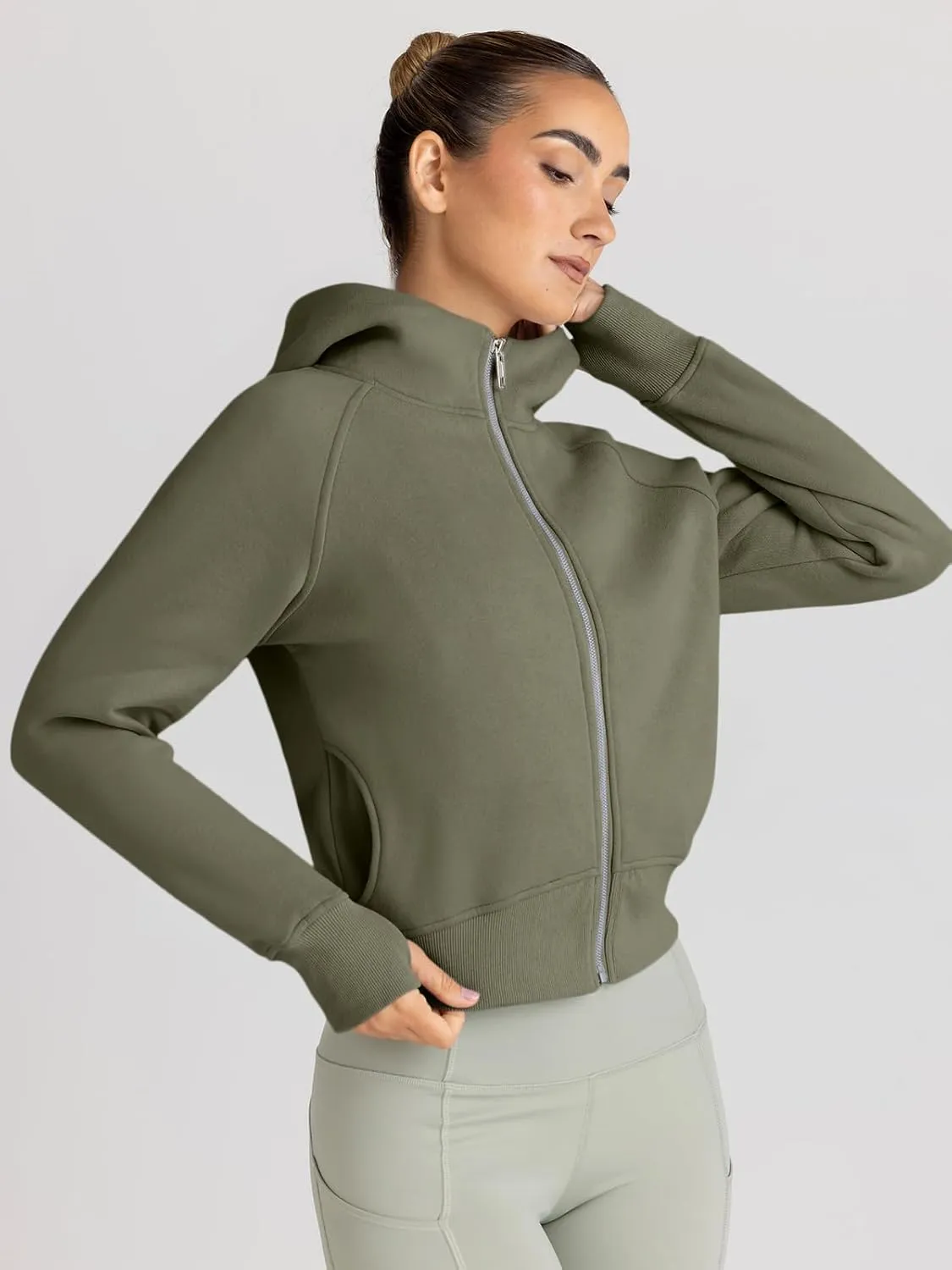 Trendy Queen Womens Zip Up Hoodies Jackets Cropped Sweatshirts Fleece Fall Outfits Casual Comfy Y2k Tops Winter Clothes 2025