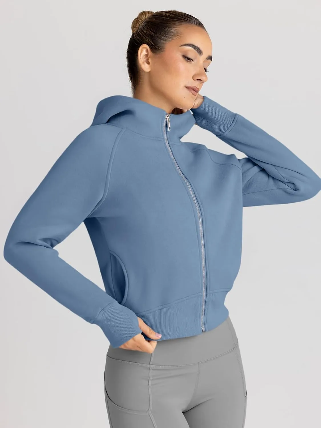 Trendy Queen Womens Zip Up Hoodies Jackets Cropped Sweatshirts Fleece Fall Outfits Casual Comfy Y2k Tops Winter Clothes 2025
