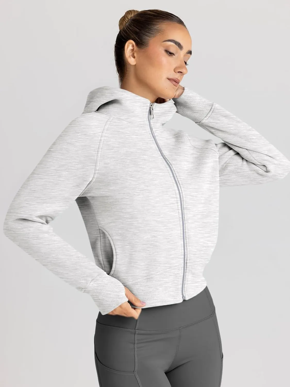 Trendy Queen Womens Zip Up Hoodies Jackets Cropped Sweatshirts Fleece Fall Outfits Casual Comfy Y2k Tops Winter Clothes 2025