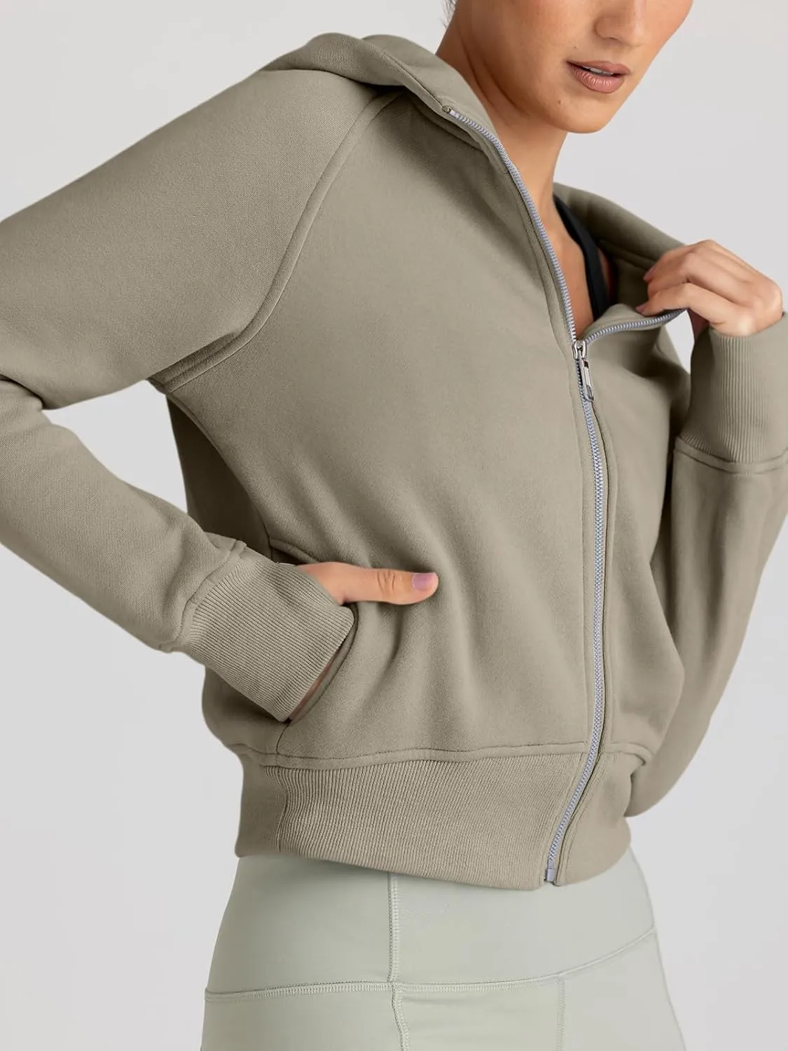 Trendy Queen Womens Zip Up Hoodies Jackets Cropped Sweatshirts Fleece Fall Outfits Casual Comfy Y2k Tops Winter Clothes 2025