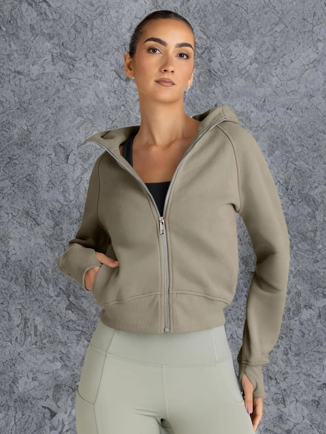 Trendy Queen Womens Zip Up Hoodies Jackets Cropped Sweatshirts Fleece Fall Outfits Casual Comfy Y2k Tops Winter Clothes 2025