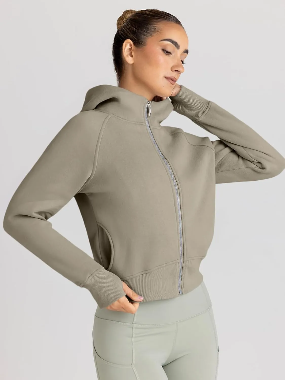 Trendy Queen Womens Zip Up Hoodies Jackets Cropped Sweatshirts Fleece Fall Outfits Casual Comfy Y2k Tops Winter Clothes 2025
