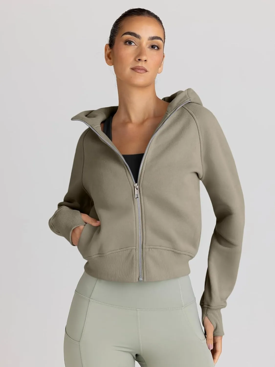 Trendy Queen Womens Zip Up Hoodies Jackets Cropped Sweatshirts Fleece Fall Outfits Casual Comfy Y2k Tops Winter Clothes 2025