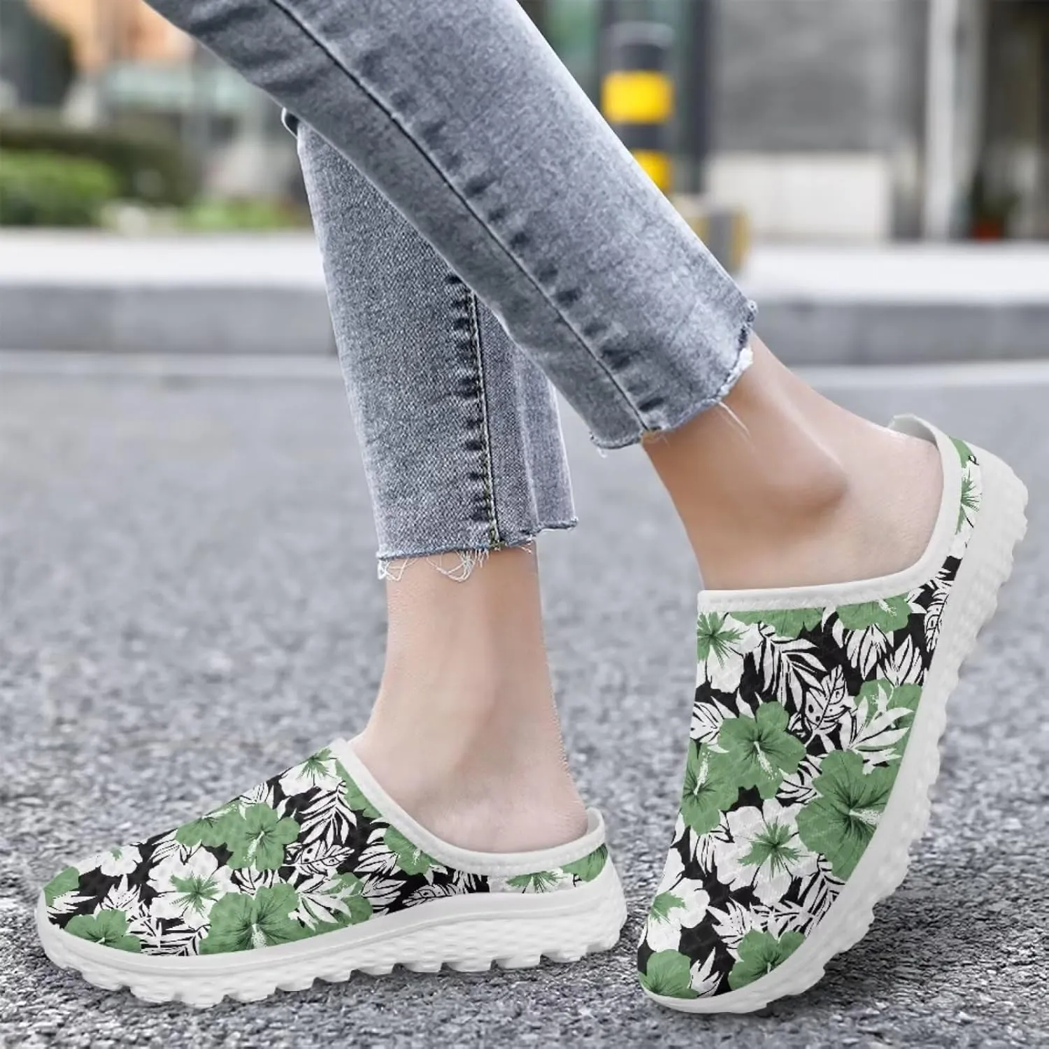 Tropical Flora Women's Arch Support Mule Garden Shoes Slip On Loafers Breathable Summer Barefoot Walking Flat