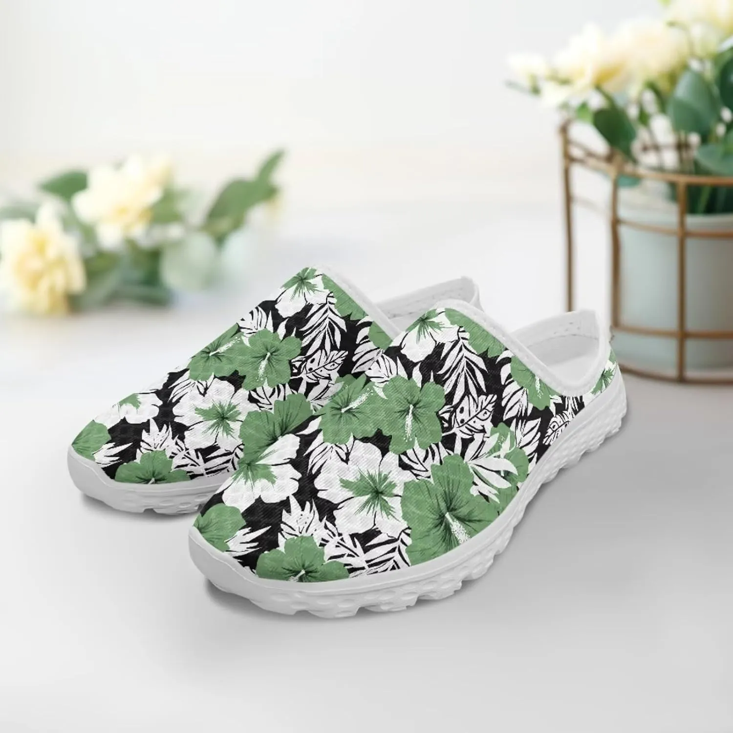 Tropical Flora Women's Arch Support Mule Garden Shoes Slip On Loafers Breathable Summer Barefoot Walking Flat