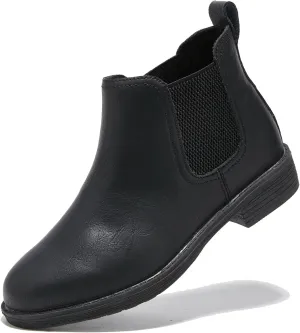 TRULAND Women's Leather Chelsea Boots - Classic Slip On Low Heel Fall Ankle Booties