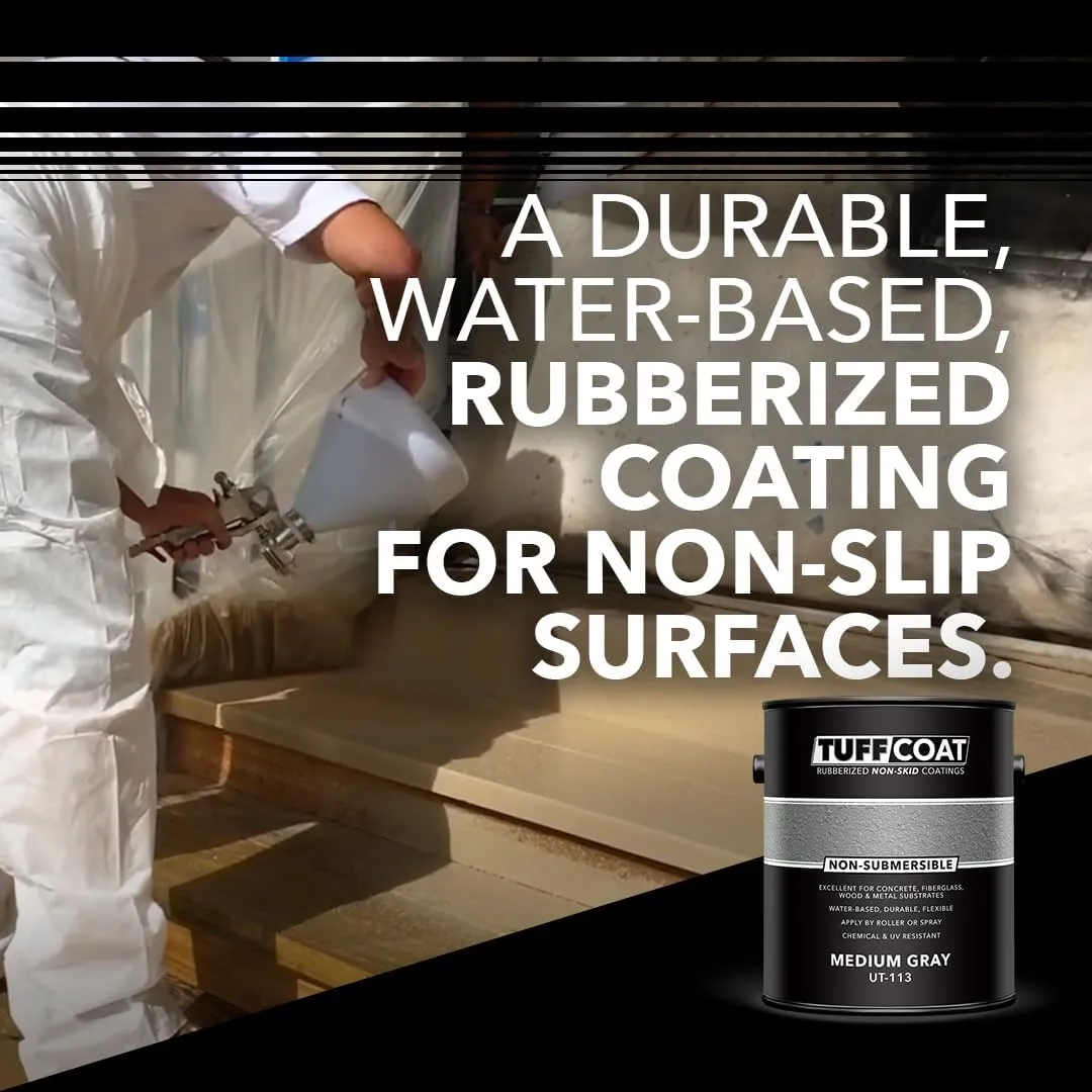 Tuff Coat UT-113 Medium Gray - 1 Gallon: Medium Texture, Non-Submersible, Water-Based, Rubberized Non-Skid Coating