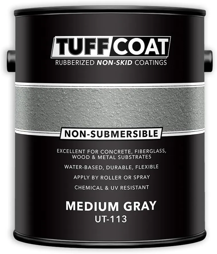 Tuff Coat UT-113 Medium Gray - 1 Gallon: Medium Texture, Non-Submersible, Water-Based, Rubberized Non-Skid Coating