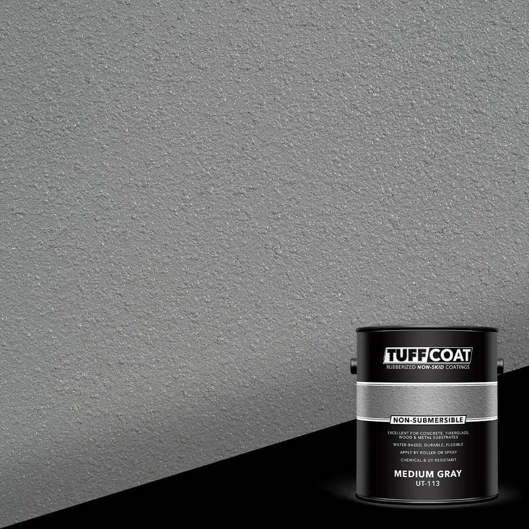 Tuff Coat UT-113 Medium Gray - 1 Gallon: Medium Texture, Non-Submersible, Water-Based, Rubberized Non-Skid Coating