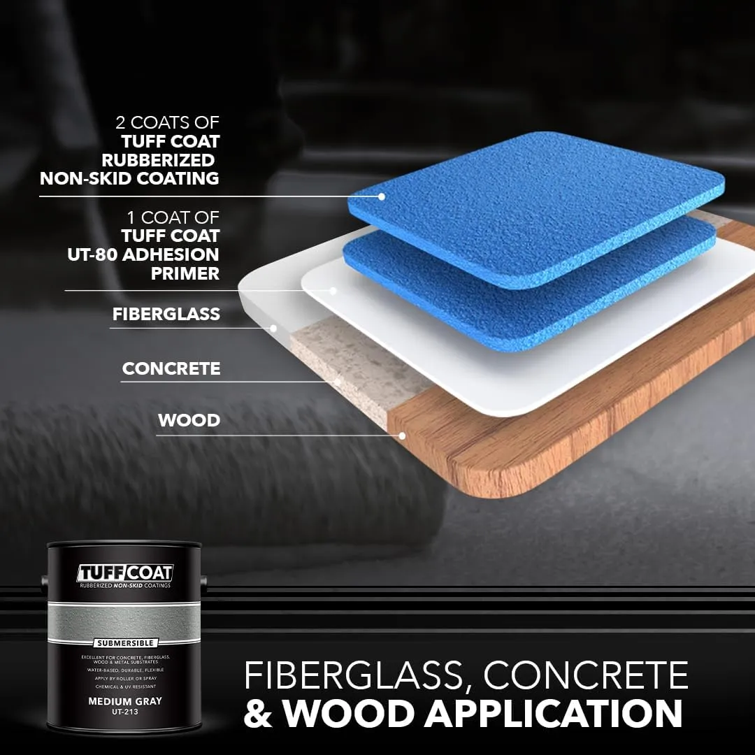 Tuff Coat UT-213 Medium Gray - Submersible, Water-Based, Rubberized Non-Skid Coating - 1 Gallon