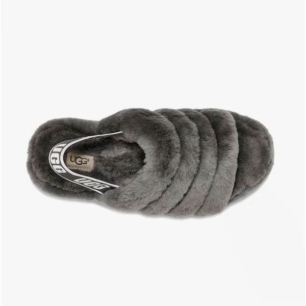 UGG FLUFF YEAH SLIDE Womens Slide Slippers Charcoal