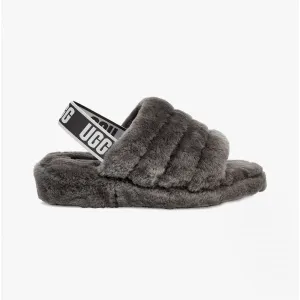 UGG FLUFF YEAH SLIDE Womens Slide Slippers Charcoal