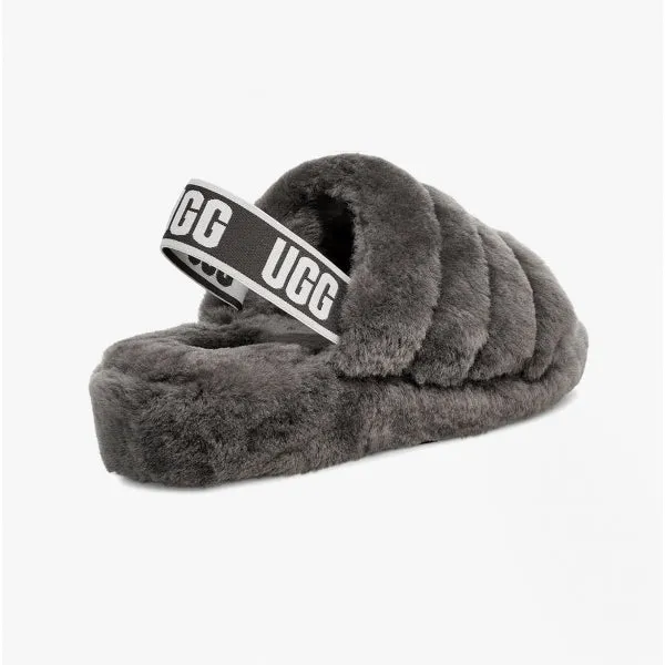 UGG FLUFF YEAH SLIDE Womens Slide Slippers Charcoal