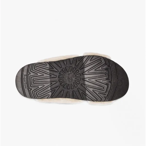 UGG FUZZ SUGAR CROSS SLIDE Womens Mule Slippers Natural/Black