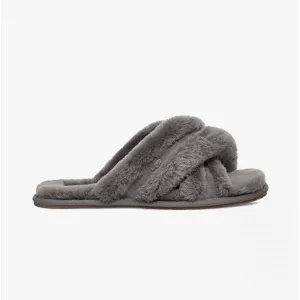 UGG SCUFFITA Womens Sheepskin Mule Slippers Charcoal