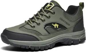 UGOSELEC Men's Low Top Outdoor Walking Hiking Shoes Trekking Sneakers,Comfort Breathable Non-Slip Arch Support Leather Trails Shoes