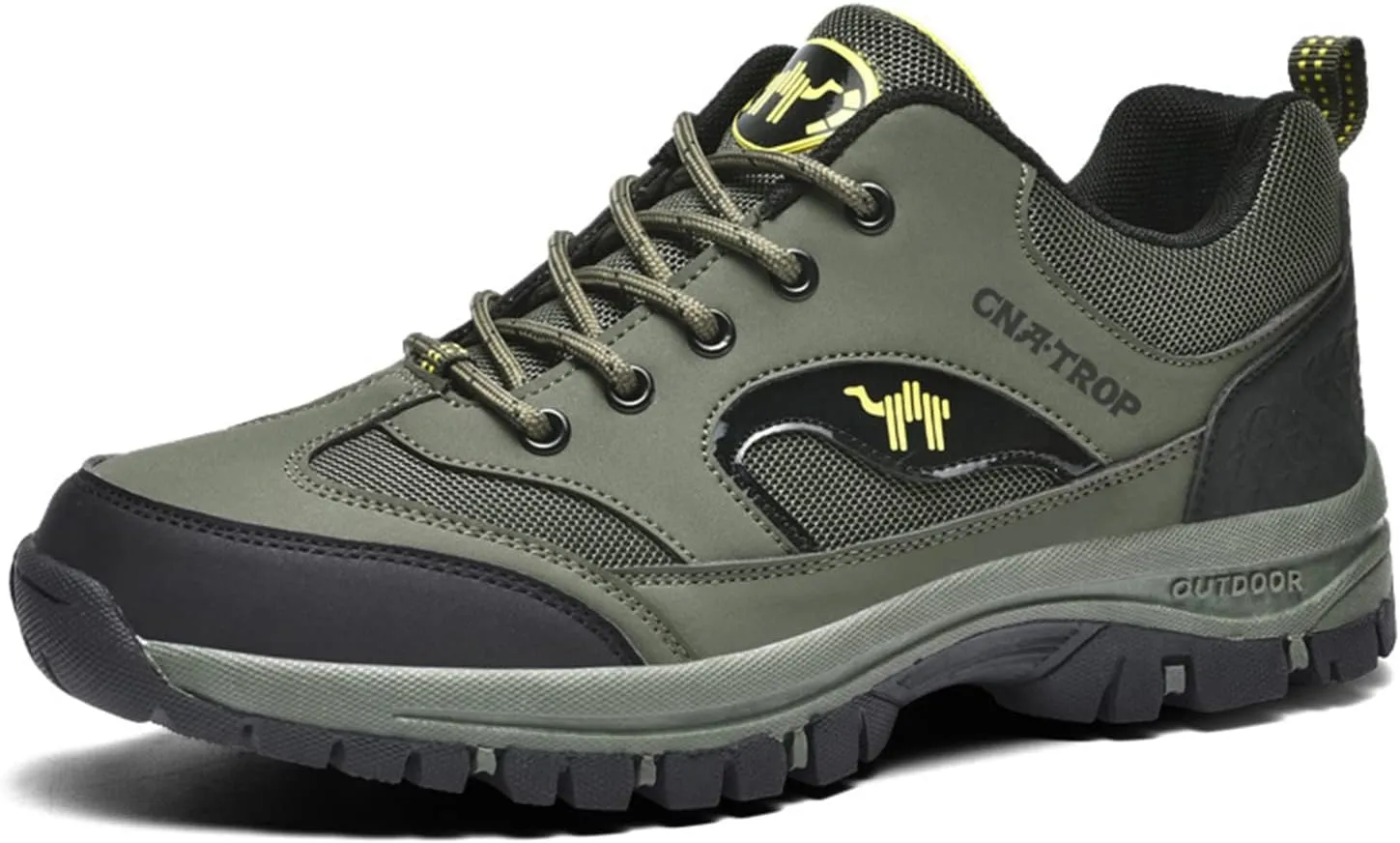 UGOSELEC Men's Low Top Outdoor Walking Hiking Shoes Trekking Sneakers,Comfort Breathable Non-Slip Arch Support Leather Trails Shoes